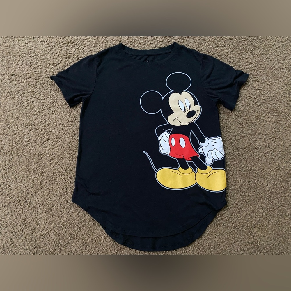 ☀️Disney Mickey and Minnie mouse black t- shirt medium juniors (7-9)